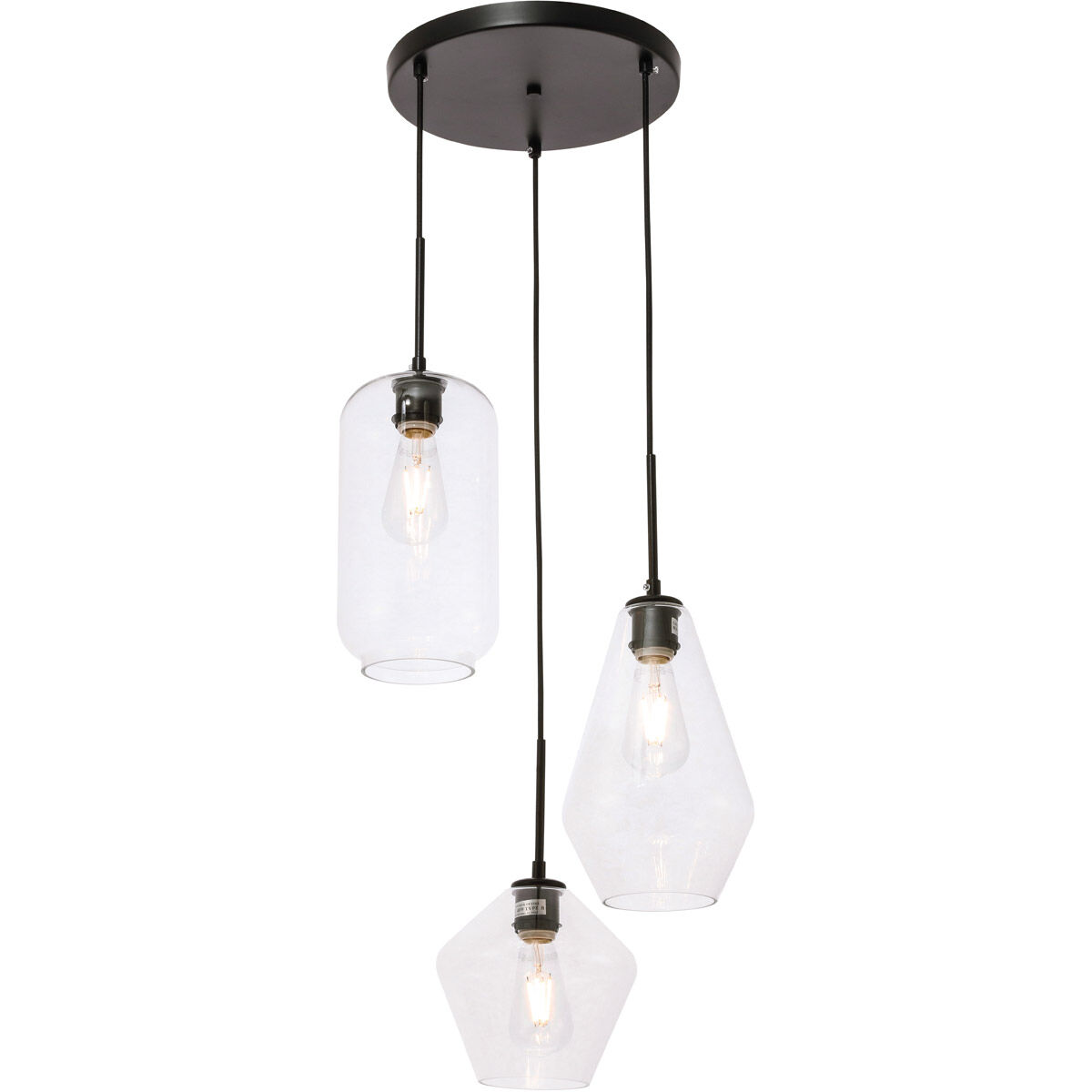 Rochester 3 Light 17 inch Black Pendant Ceiling Light