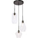 Gene 3 Light 17 inch Black Pendant Ceiling Light