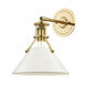 Painted No.2 1 Light 9.5 inch Aged Brass Wall Sconce Wall Light in Aged Brass/Off White