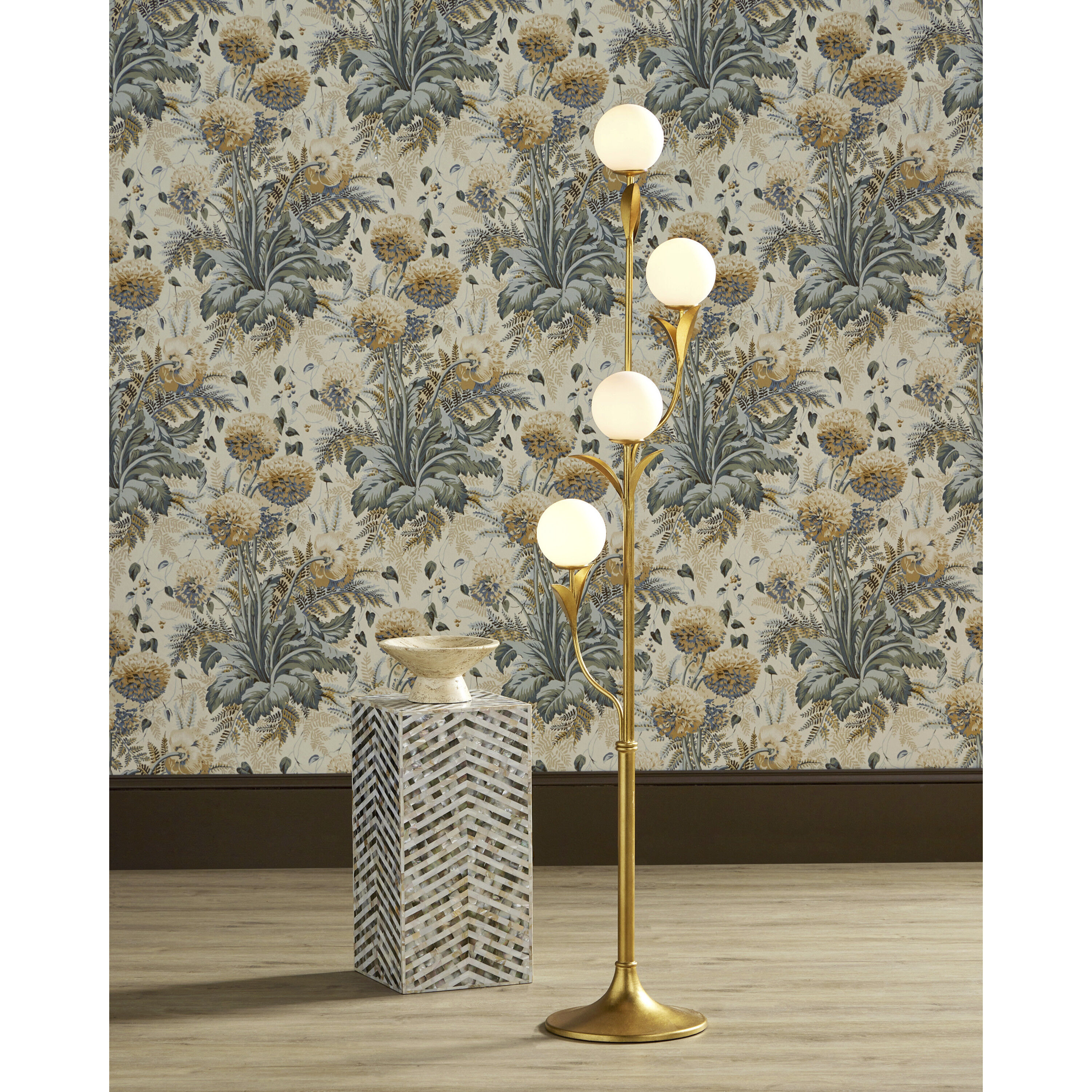 Rossville 67.75 inch 7 watt Contemporary Gold Leaf/Frosted White Floor Lamp Portable Light