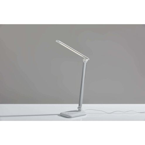 Lennox 16 inch 6.00 watt Matte Silver and Glossy White LED Multi-Function Desk Lamp Portable Light, Simplee Adesso