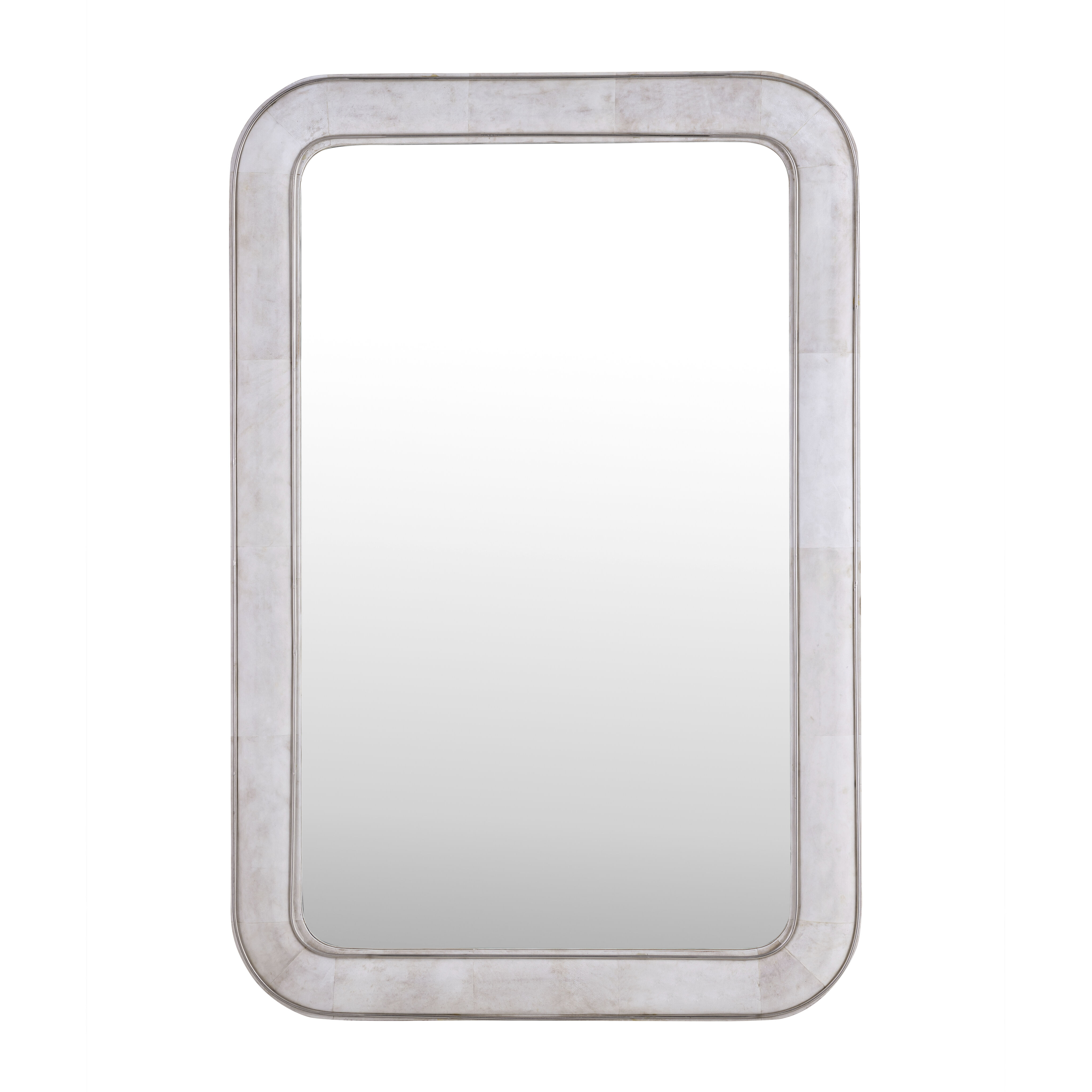Burton 48 X 32 inch Parchment with Satin Nickel and Mirror Wall Mirror