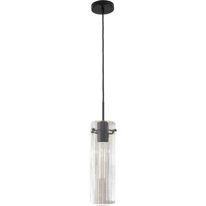 Patia 1 Light 5 inch Clear Fluted with Matte Black Pendant Ceiling Light