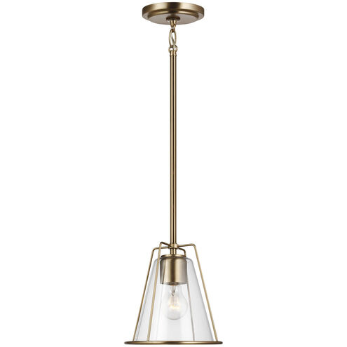 Framework 1 Light 7.75 inch Satin Brass Pendant Ceiling Light