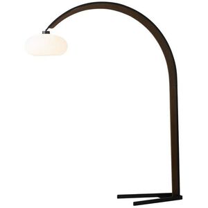 Vaulted 86 inch 100.00 watt Weathered Brass and Walnut with Black Arc Floor Lamp Portable Light