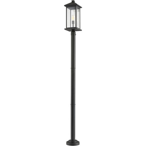 Portland 1 Light 97 inch Black Outdoor Post Mounted Fixture in Clear Beveled Glass, 21.75