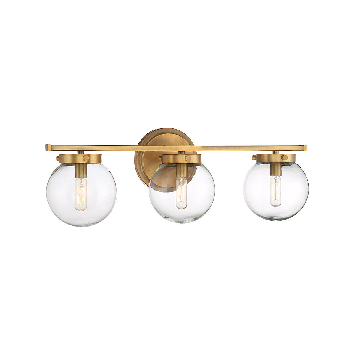 Mid-Century Modern 3 Light 24 inch Natural Brass Bathroom Vanity Light Wall Light