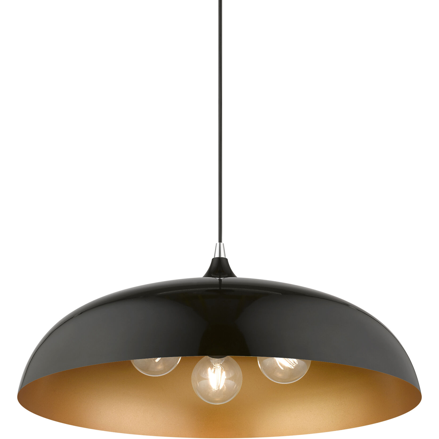 Amador 3 Light 24 inch Shiny Black with Polished Chrome Accents Pendant Ceiling Light, Large