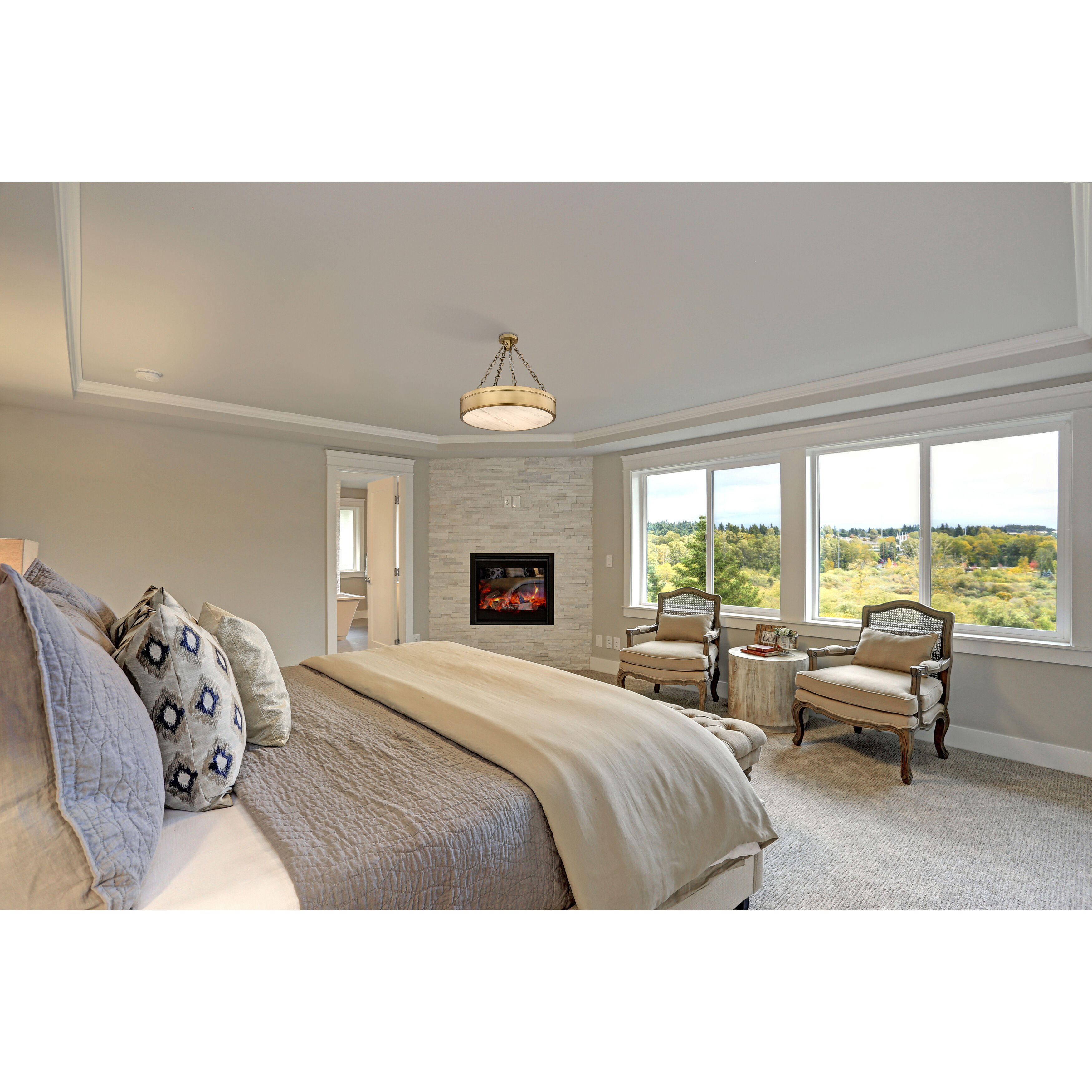 Anders LED 22 inch Rubbed Brass Semi Flush Mount Ceiling Light