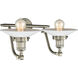 Franklin Restoration Halophane LED 18 inch Brushed Satin Nickel Bath Vanity Light Wall Light in Matte White Halophane Glass, Franklin Restoration
