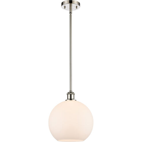 Ballston Large Athens LED 10 inch Polished Nickel Pendant Ceiling Light in Matte White Glass, Ballston