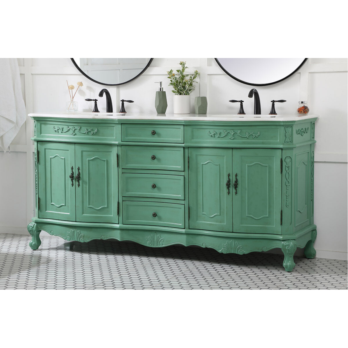 Danville 72 X 21 X 36 inch Vintage Mint Vanity Sink Set