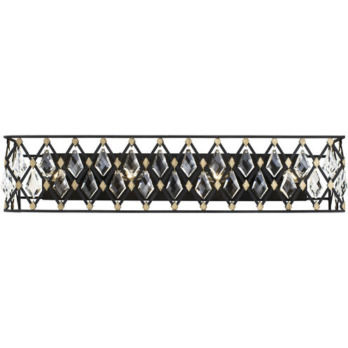 Windsor 4 Light 31 inch Carbon Black/Havana Gold Bath Vanity Light Wall Light