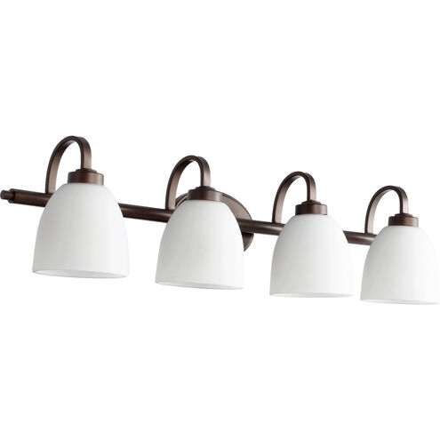 Reyes 4 Light 34 inch Oiled Bronze Vanity Light Wall Light in Satin Opal