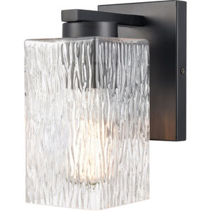 Juneau LED 5 inch Matte Black Bath Vanity Light Wall Light in Clear Rippled Glass