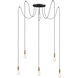 Early Electric 5 Light 13.75 inch Black and Antique Brass Multi-Light Pendant Ceiling Light