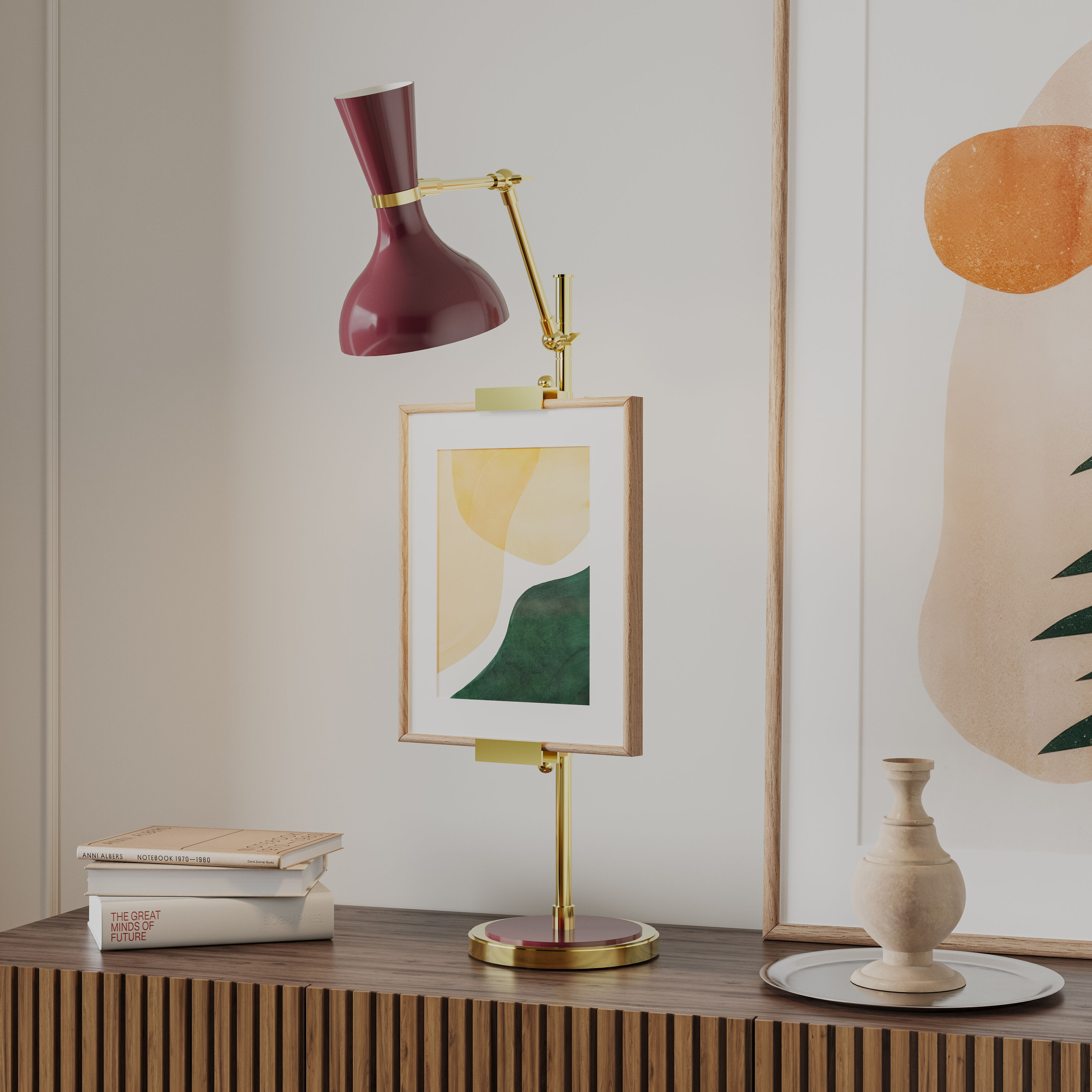 Clare Sugar Plum with Modern Brass Table Easel