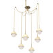 Cabochon LED 14.1 inch Gilded Brass with Travertine Stone Swag Multi-Pendant Ceiling Light in 2700K LED, Opal White