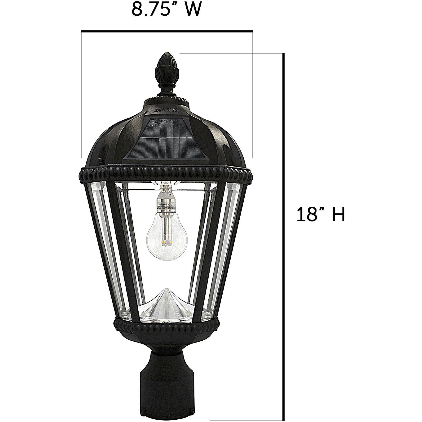 Royal LED 18 inch Black Post Light, Solar
