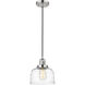Franklin Restoration Bell 1 Light 8 inch Polished Nickel Mini Pendant Ceiling Light in Incandescent, Clear Deco Swirl