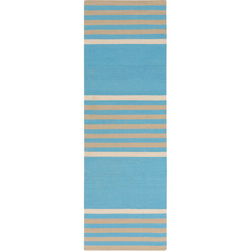 Oxford 96 X 30 inch Sky Blue, Light Gray, Cream Rug