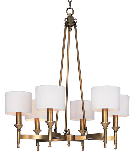 Fairmont 6 Light 30 inch Natural Aged Brass Single Tier Chandelier Ceiling Light