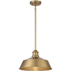 Vintage 1 Light 14 inch Natural Brass Pendant Ceiling Light