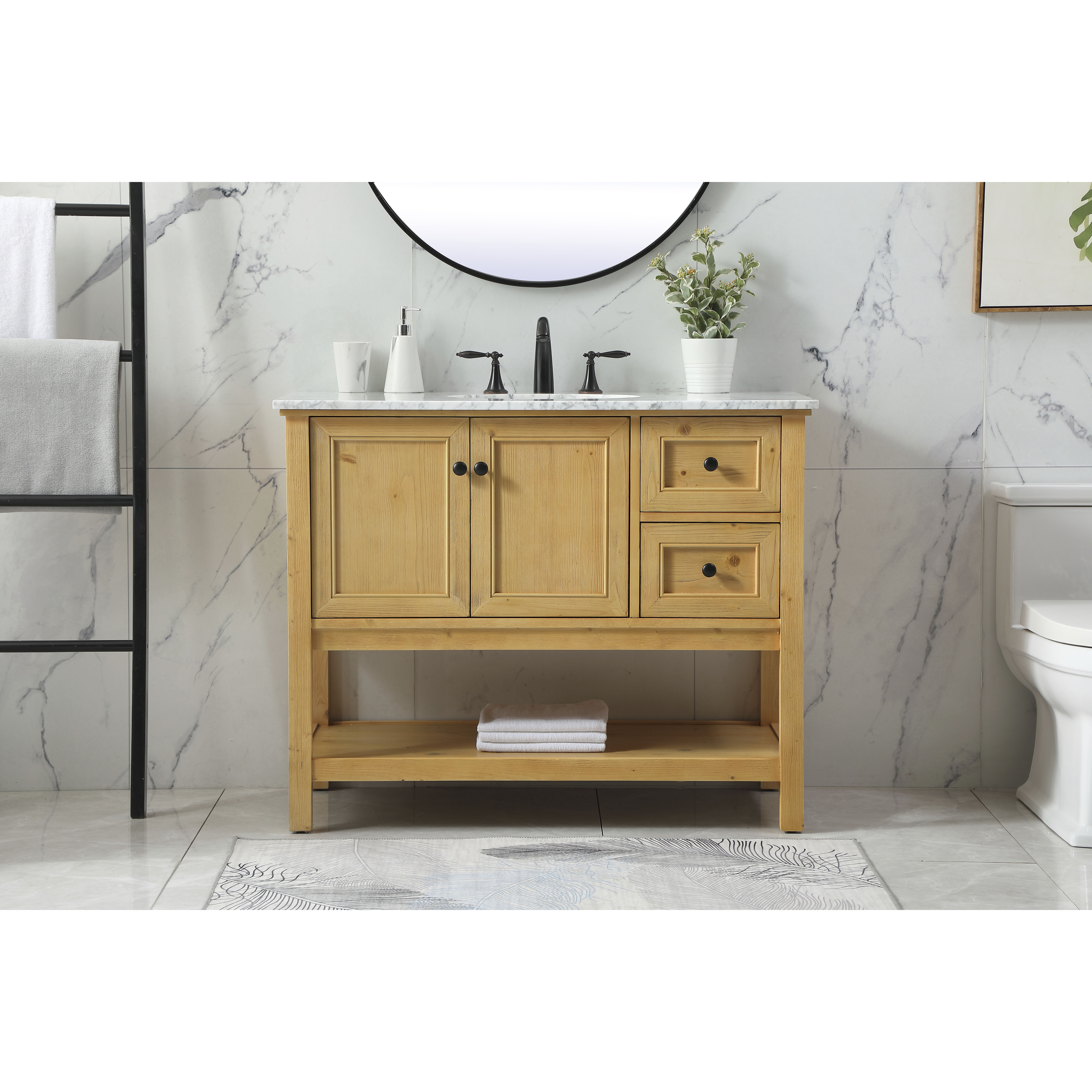Metropolis 42 X 22 X 34 inch Natural Wood Vanity Sink Set
