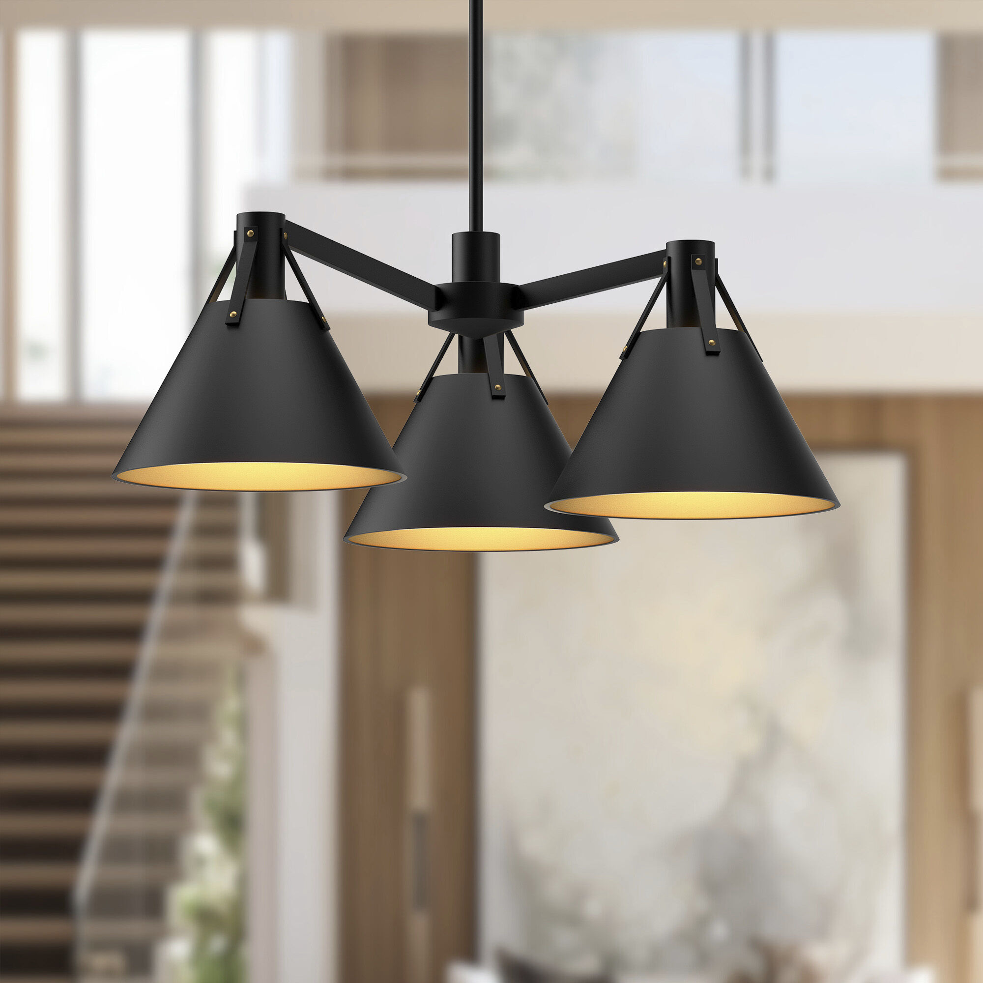 Alora Mood Archer 3 Light 25.13 inch Matte Black Chandelier Ceiling Light