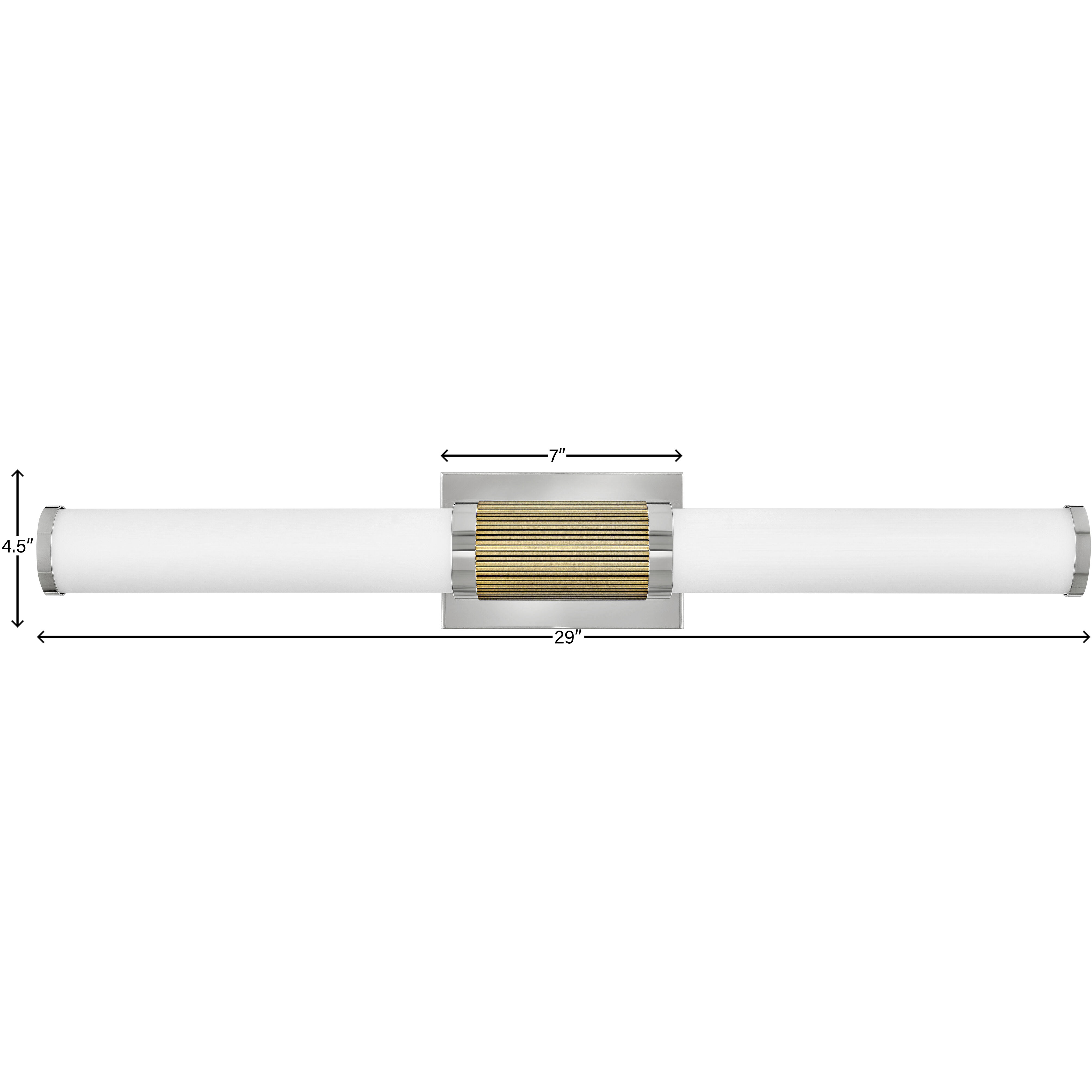 Zevi LED 29 inch Polished Nickel with Lacquered Brass Vanity Light Wall Light, Vertical