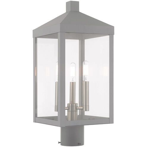 Nyack 3 Light 20 inch Nordic Gray Outdoor Post Top Lantern