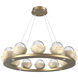 Cabochon LED 36.7 inch Gilded Brass with Travertine Stone Chandelier Ceiling Light in 3000K LED, Clear