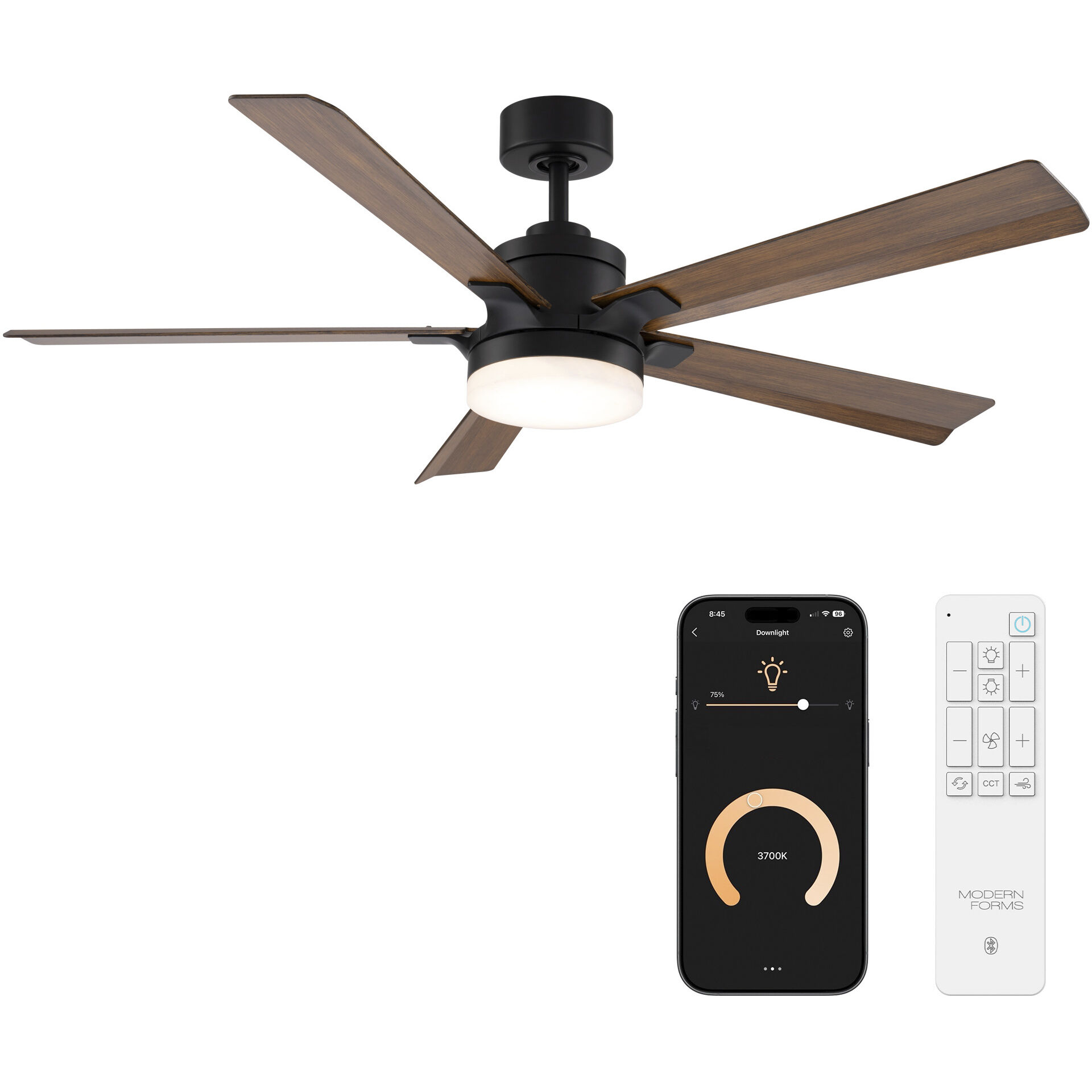 Radiant 56 56 inch Matte Black Distressed Koa with Distressed Koa Blades Ceiling Fan