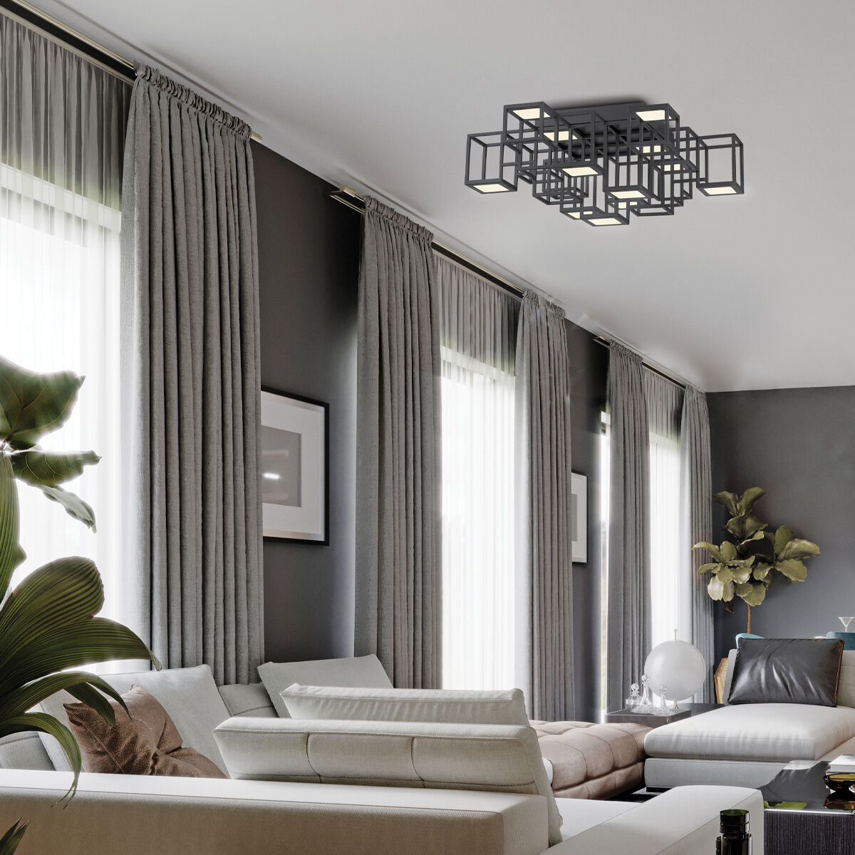 Ferro LED 24.75 inch Black Flush Mount Ceiling Light