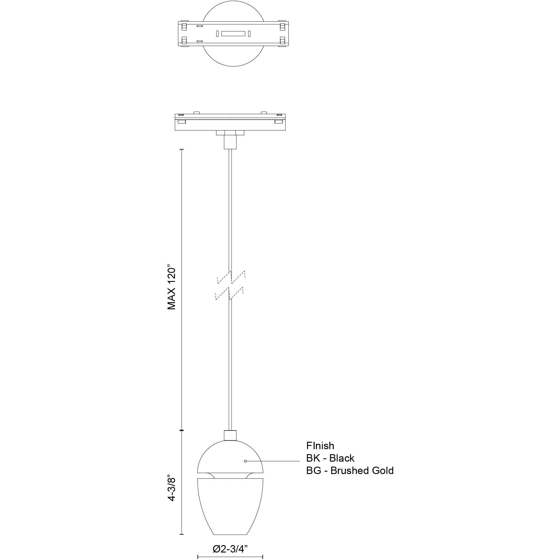Eloa 48V DC Black Trilo Track Pendant Ceiling Light