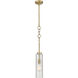Wexford 1 Light 4 inch Brushed Brass Mini Pendant Ceiling Light in Incandescent, Clear Basket Weave Glass