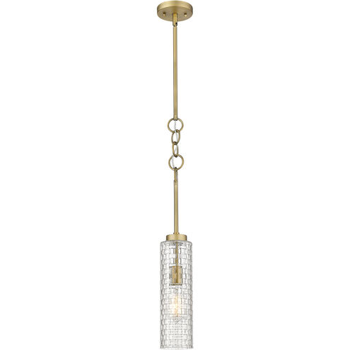 Wexford 1 Light 4 inch Brushed Brass Mini Pendant Ceiling Light in Incandescent, Clear Basket Weave Glass