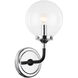 Particles 1 Light 5.88 inch Black and Chrome Wall Sconce Wall Light in Chrome and Clear