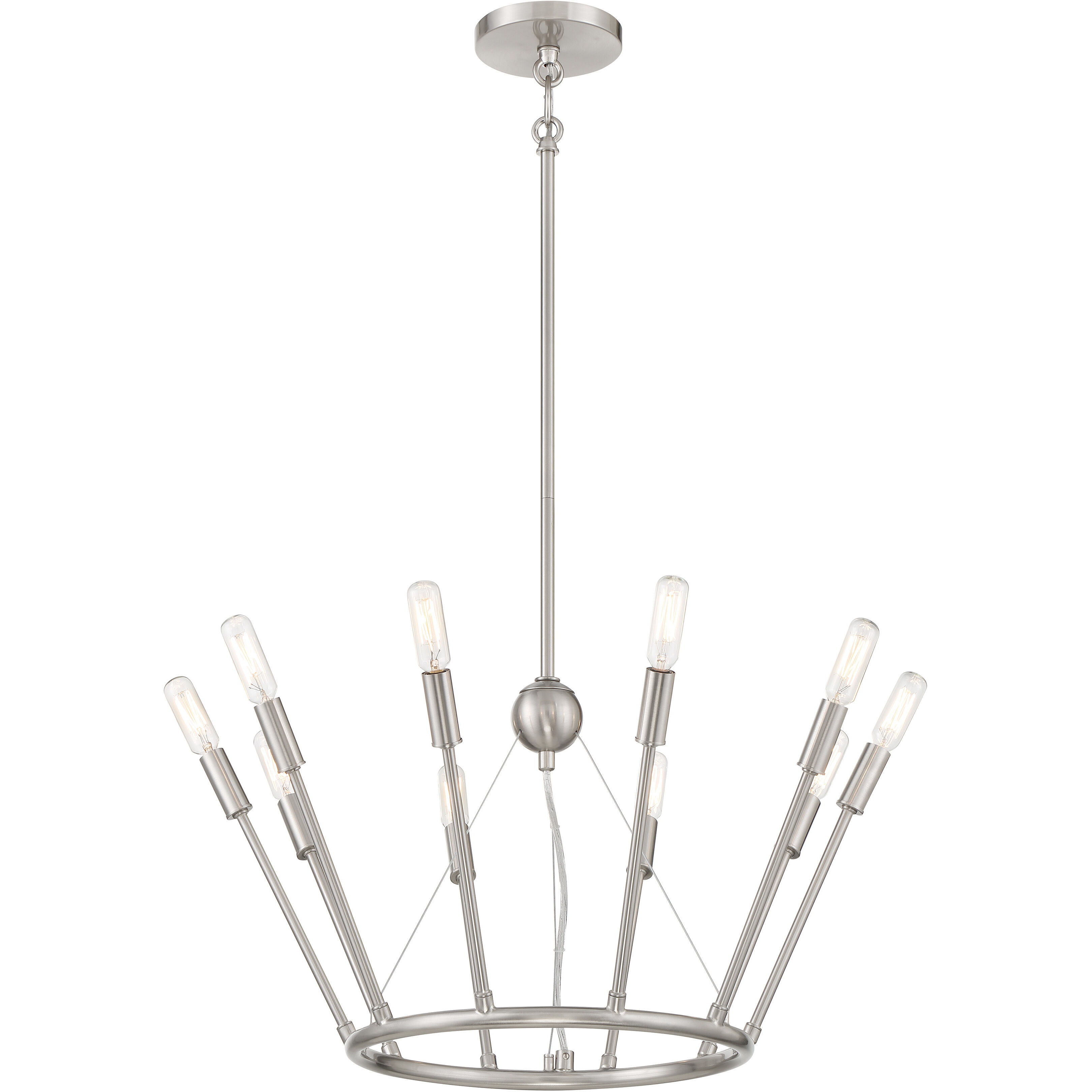 Royalty 10 Light 22.75 inch Brushed Nickel Chandelier Ceiling Light