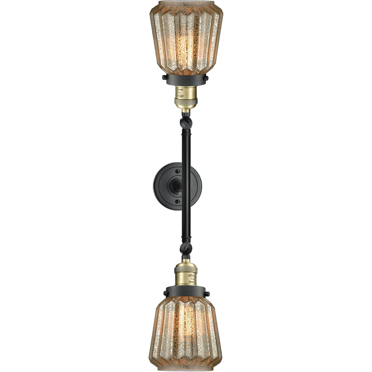 Franklin Restoration Chatham LED 16 inch Black Antique Brass Bath Vanity Light Wall Light in Mercury Glass, Franklin Restoration