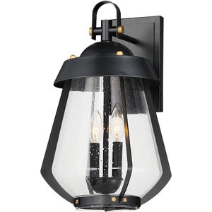 Mariner 2 Light 17.5 inch Black with Antique Brass Outdoor Wall Mount, Large
