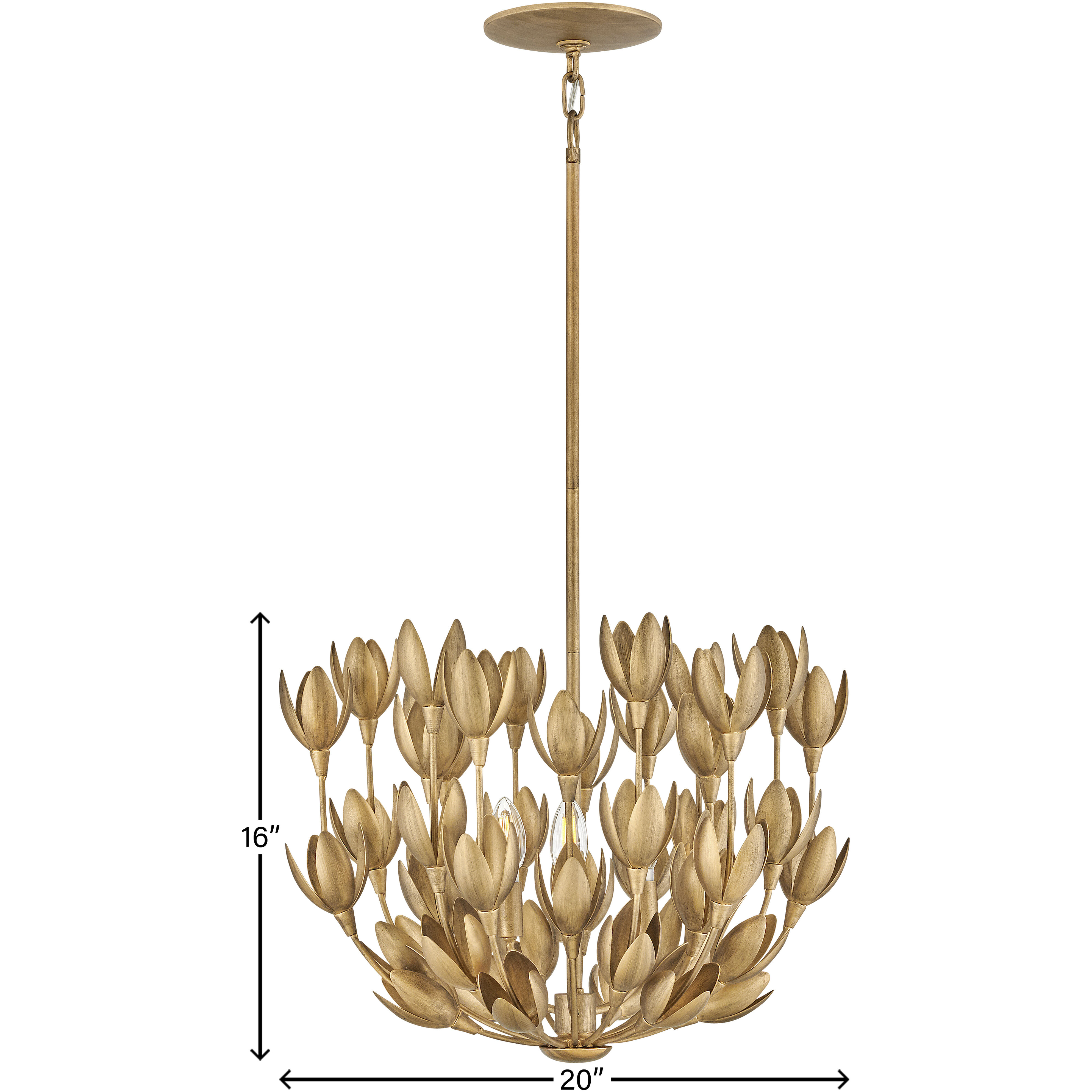 Lisa McDennon Flora 20 inch Burnished Gold Indoor Foyer Semi-Flush Mount Ceiling Light
