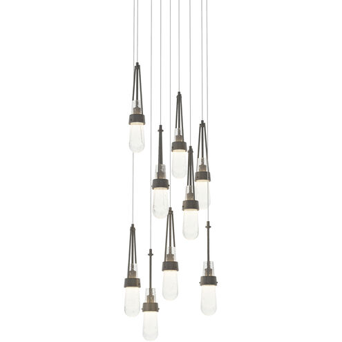 Link 9 Light 20.5 inch Natural Iron Pendant Ceiling Light in Clear Bubble, Round
