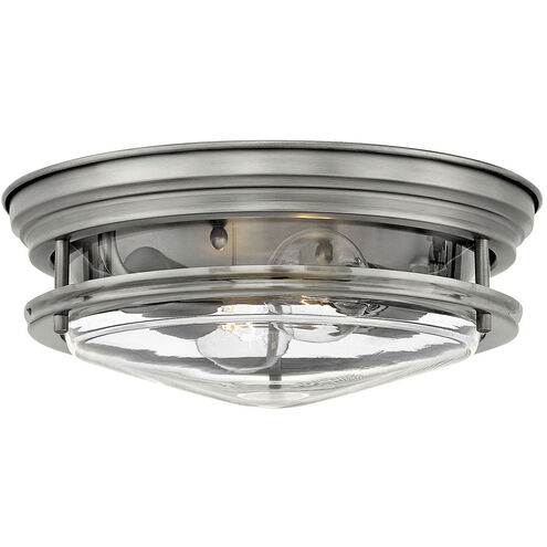 Hadley 2 Light 12 inch Antique Nickel Indoor Flush Mount Ceiling Light in Clear