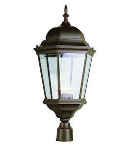 Classical 3 Light 27 inch Rust Outdoor Postmount Lantern