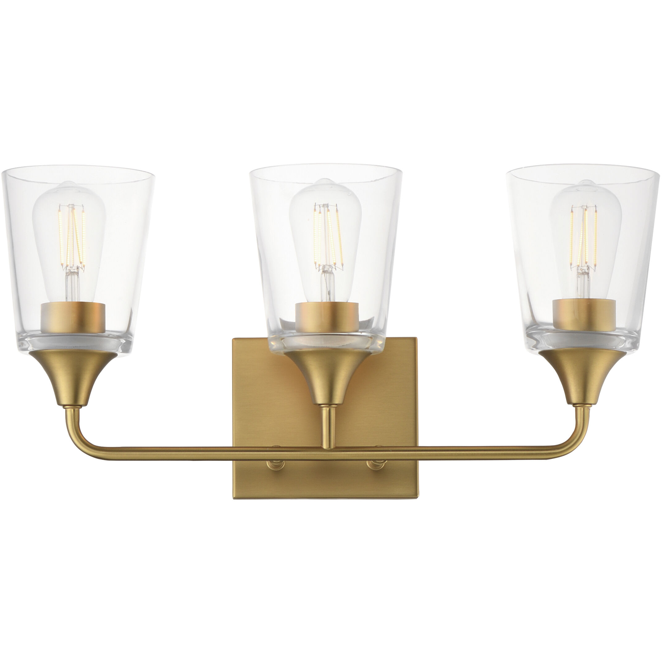 Hudson 3 Light 20.5 inch Natural Aged Brass Bath Vanity Wall Light in Clear