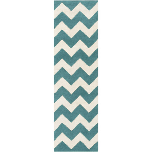 Transit Teal/Cream/Teal/Ivory Handmade Rug