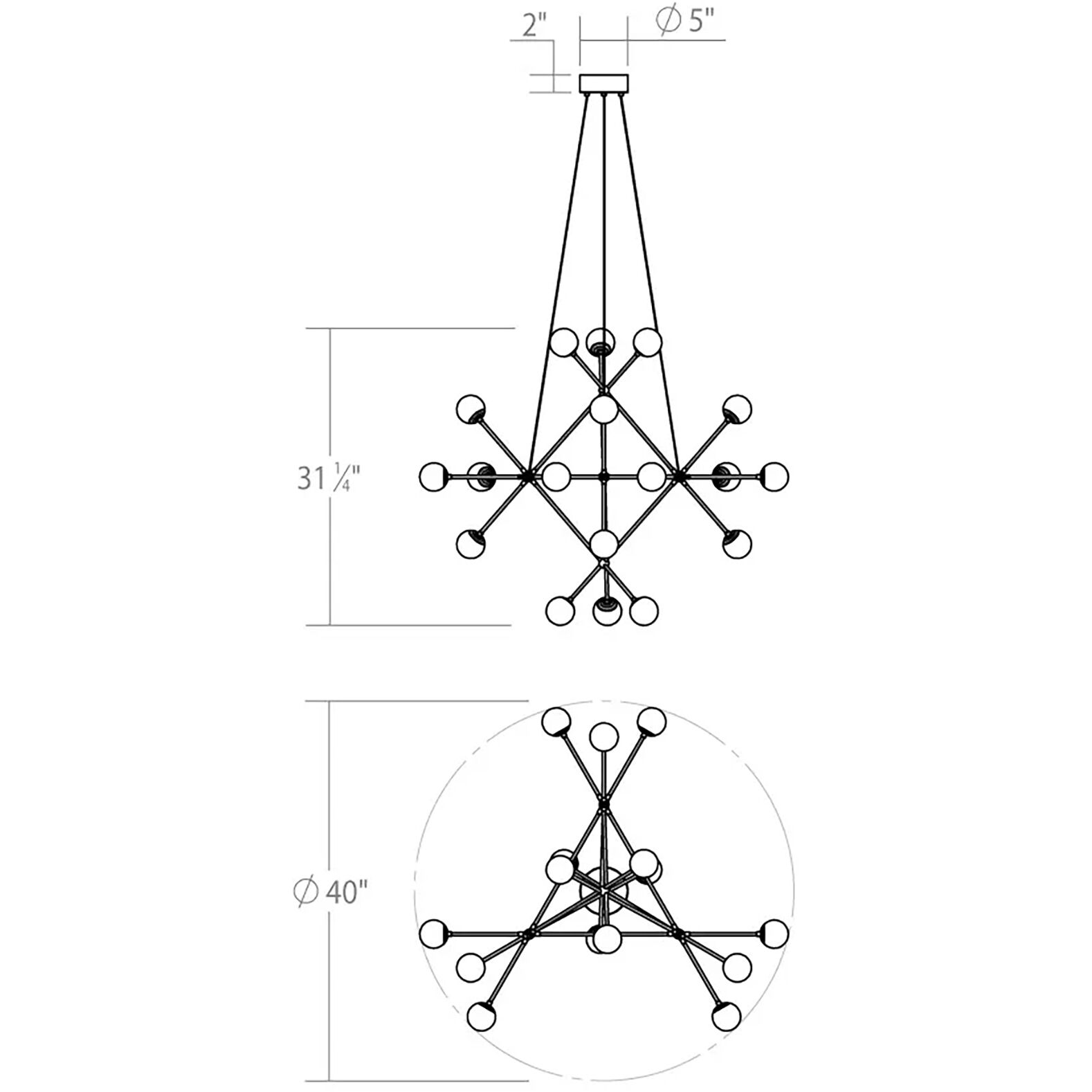 Proton LED 40 inch Satin Nickel Pendant Ceiling Light