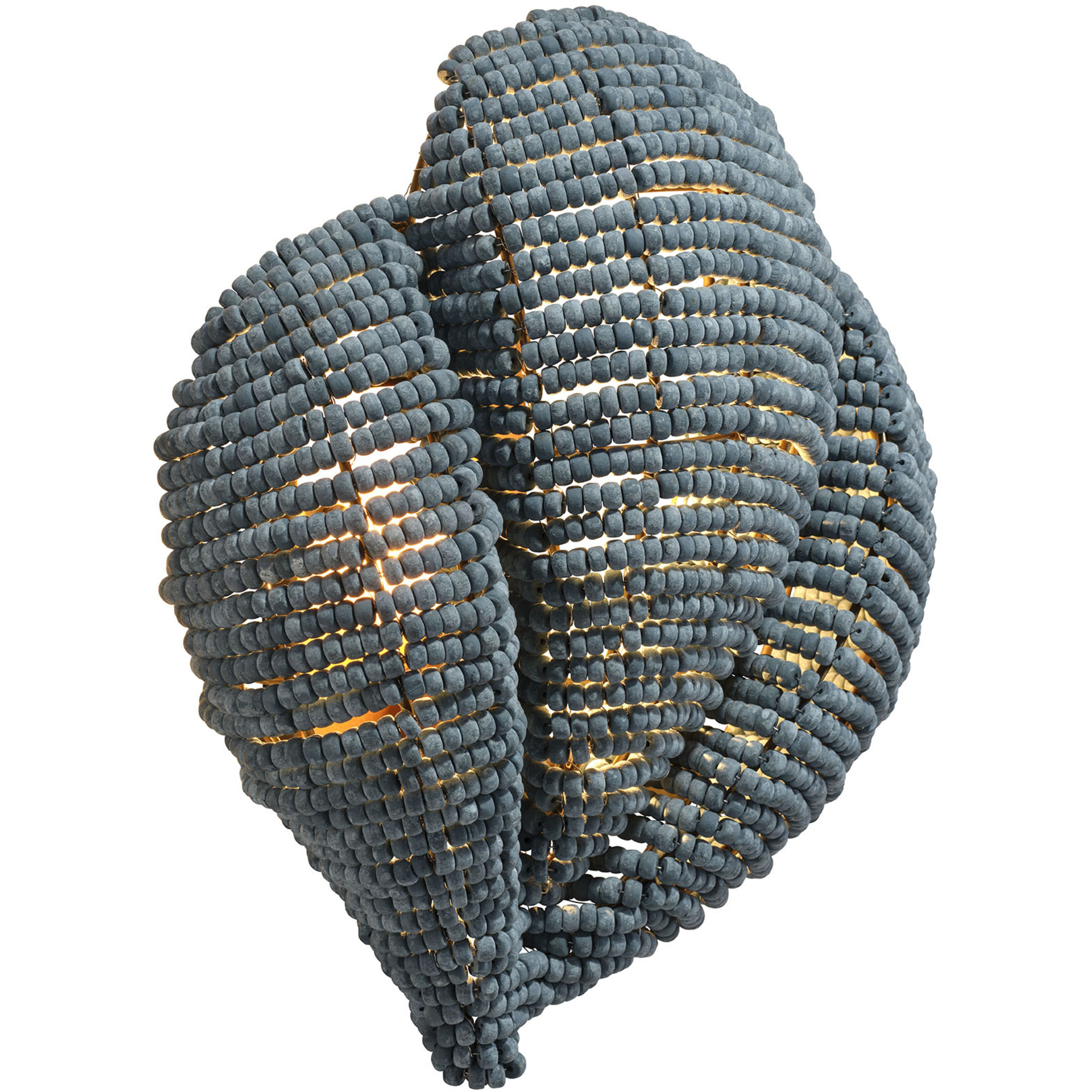 Anguilla LED 14.5 inch Blue Wood Beads Wall Sconce Wall Light, Inline