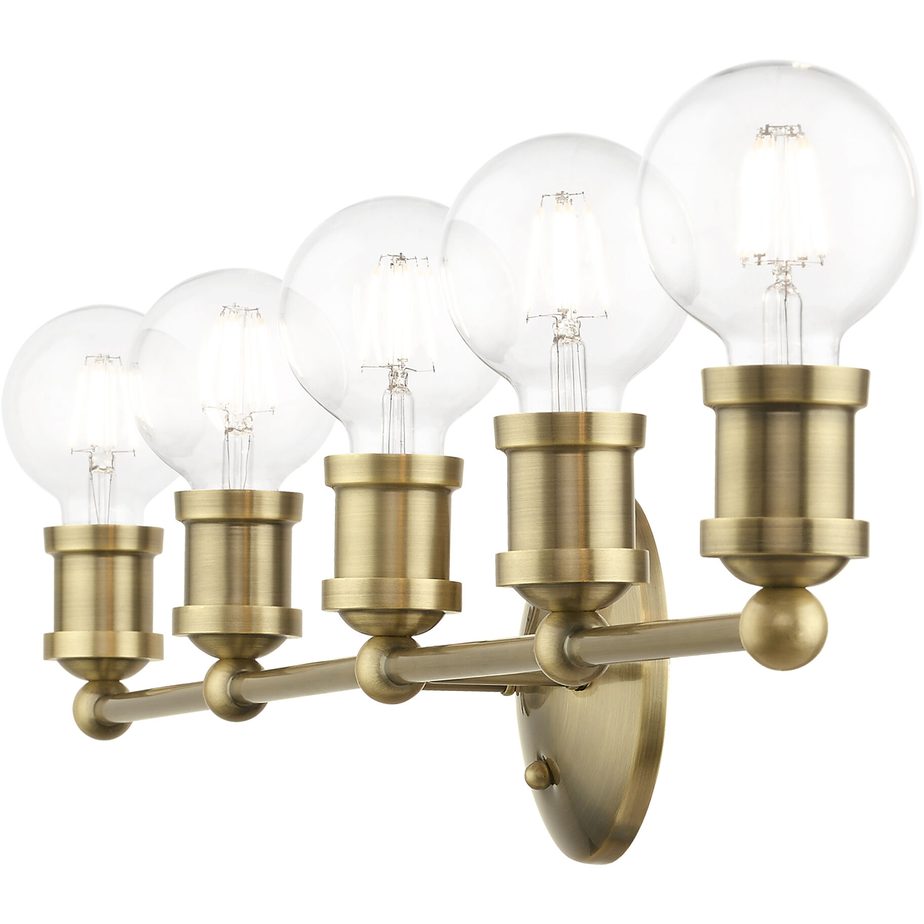 Lansdale 5 Light 34 inch Antique Brass Vanity Sconce Wall Light, Large